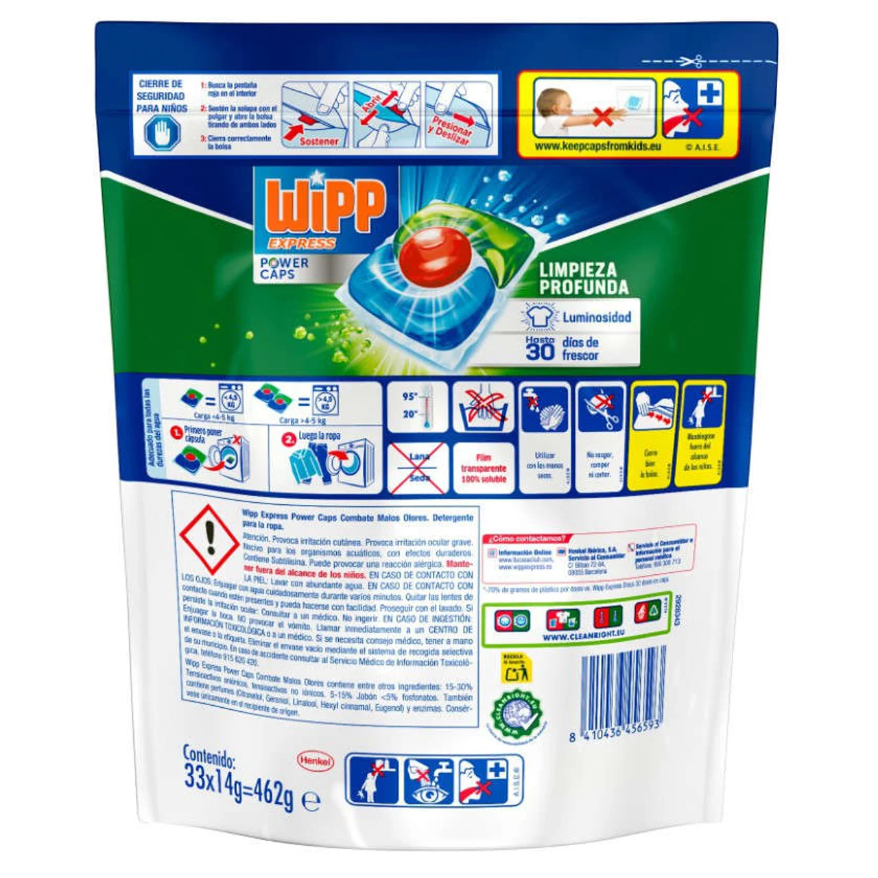 Detergente en cápsulas Antiolores Express de 33 dosis