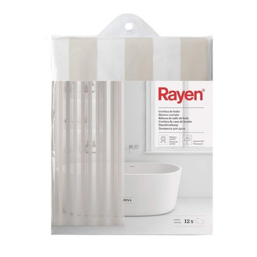 RAYEN Cortina de dutxa beix ratlles
