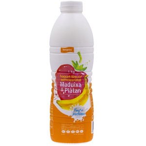 BONPREU Yogur líquido de fresa y plátano semidesnatado