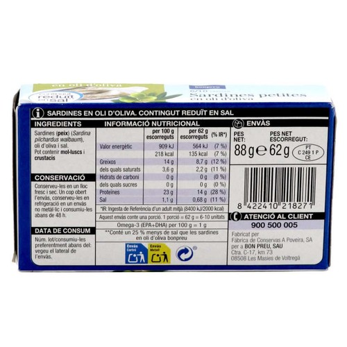 BONPREU Sardines petites en oli d'oliva