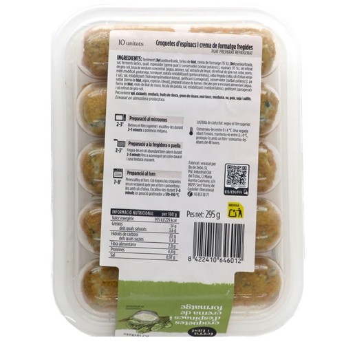 TERRA I TAST Croquetes d'espinacs i crema de formatge