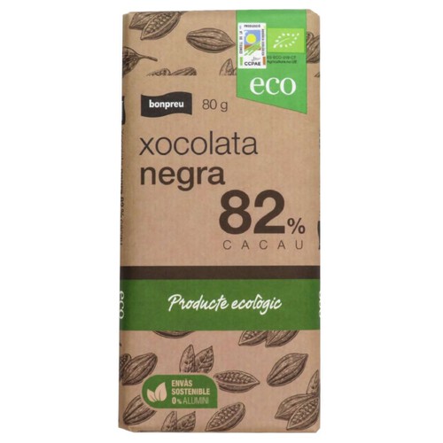 BONPREU Xocolata ecològica negra 82%