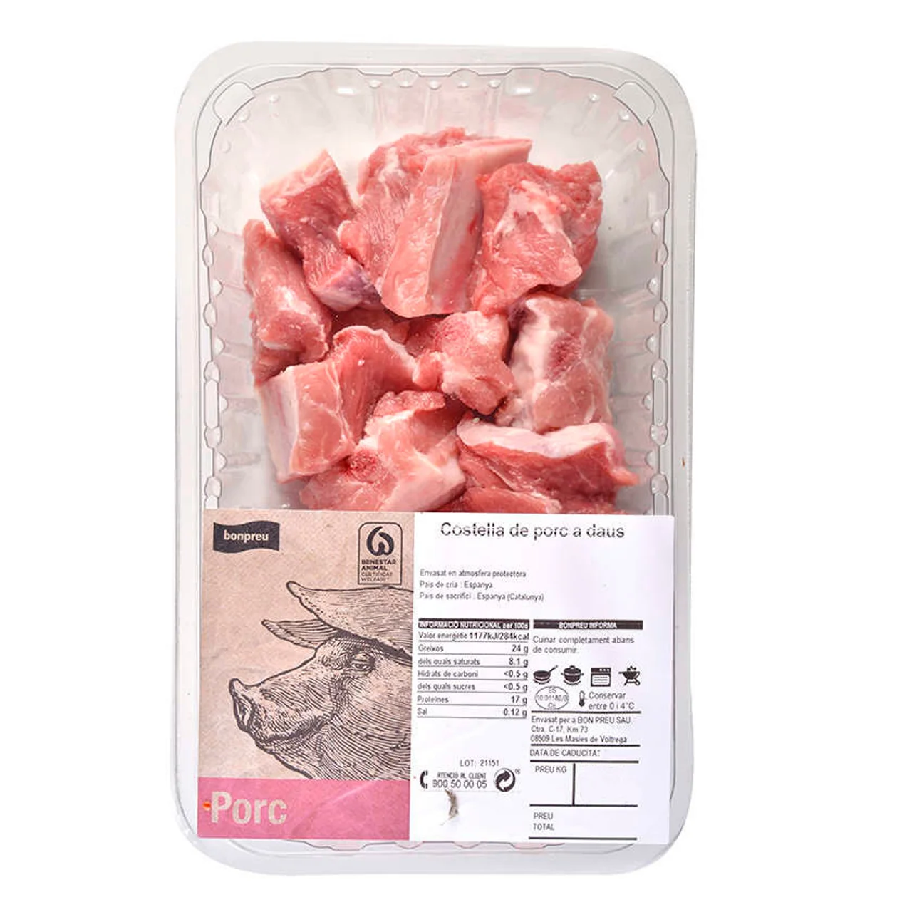 BONPREU Costilla de cerdo a dados