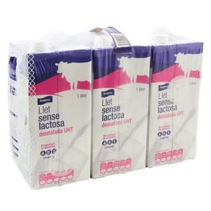 BONPREU Leche sin lactosa desnatada UHT 6x1L en cartón
