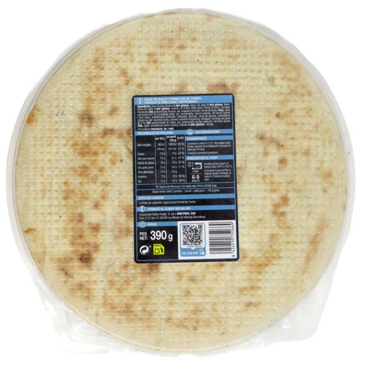 BONPREU Pizza fresca de beicon y queso de cabra