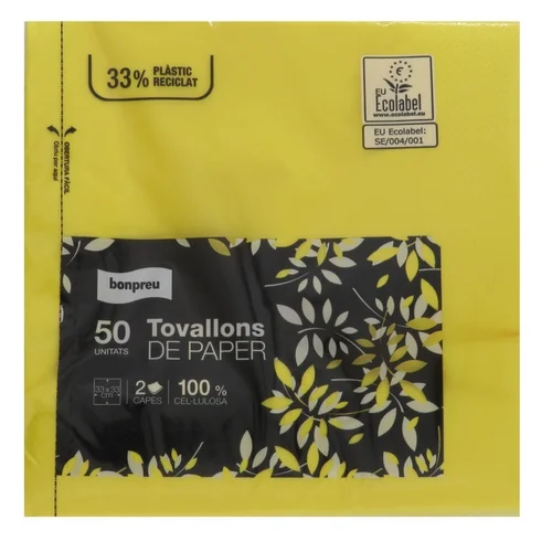 BONPREU Servilletas de papel color 33x33 cm