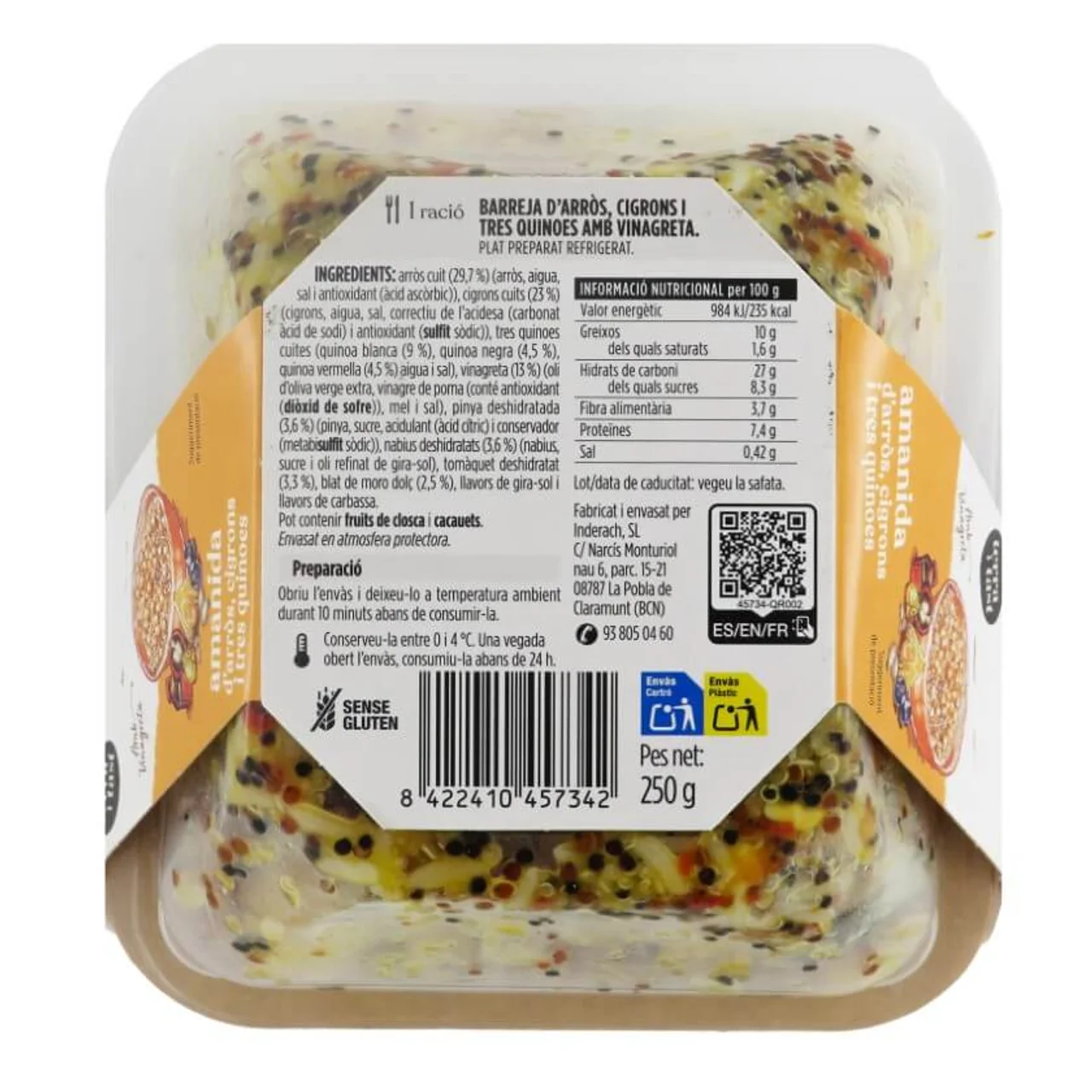 TERRA I TAST Ensalada de arroz, garbanzos y tres quinoas con vinagreta