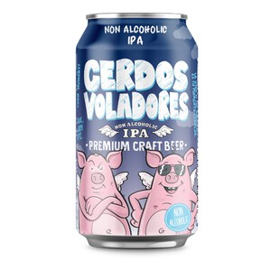 Imagen de CERDOS VOLADORES Cervesa sense alcohol IPA en llauna Km0
