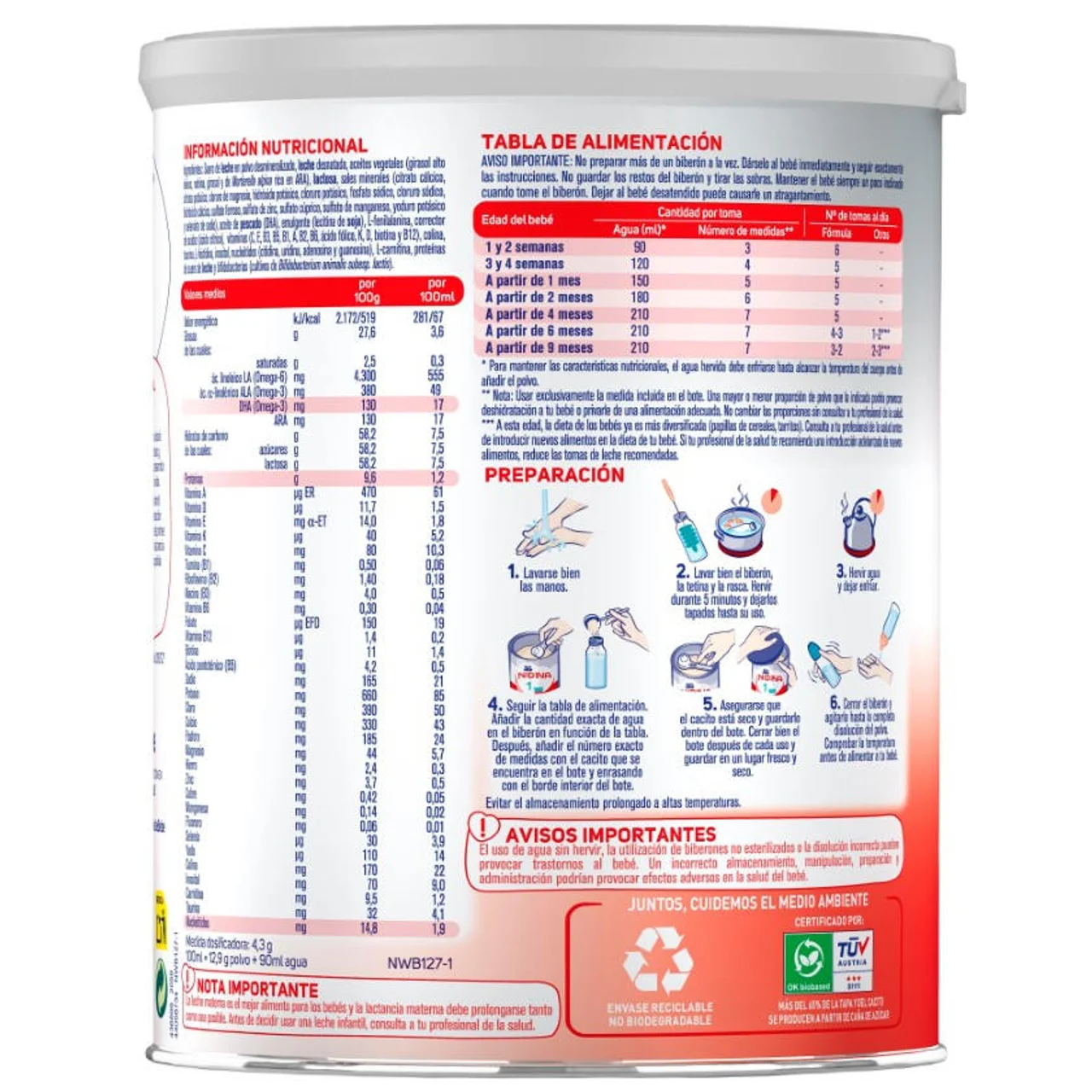 NIDINA 1 Leche para lactantes en polvo