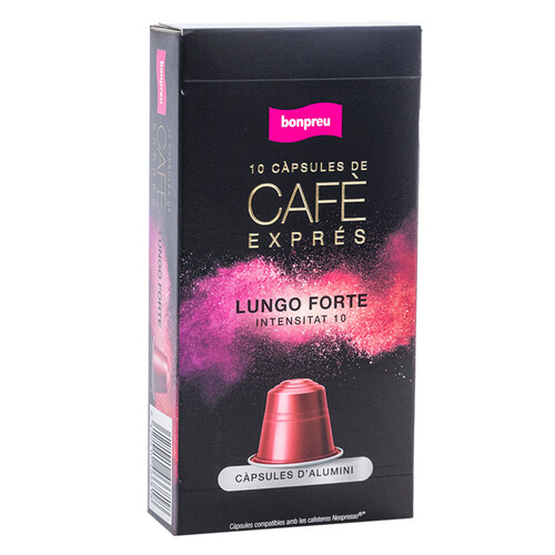 BONPREU Càpsules de cafè Lungo Forte Intens.10
