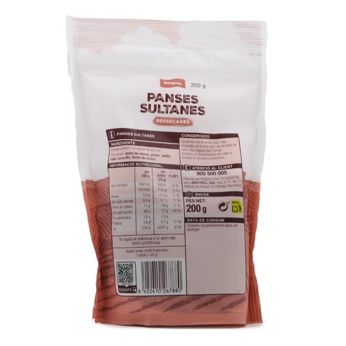 BONPREU Panses sultanes dessecades