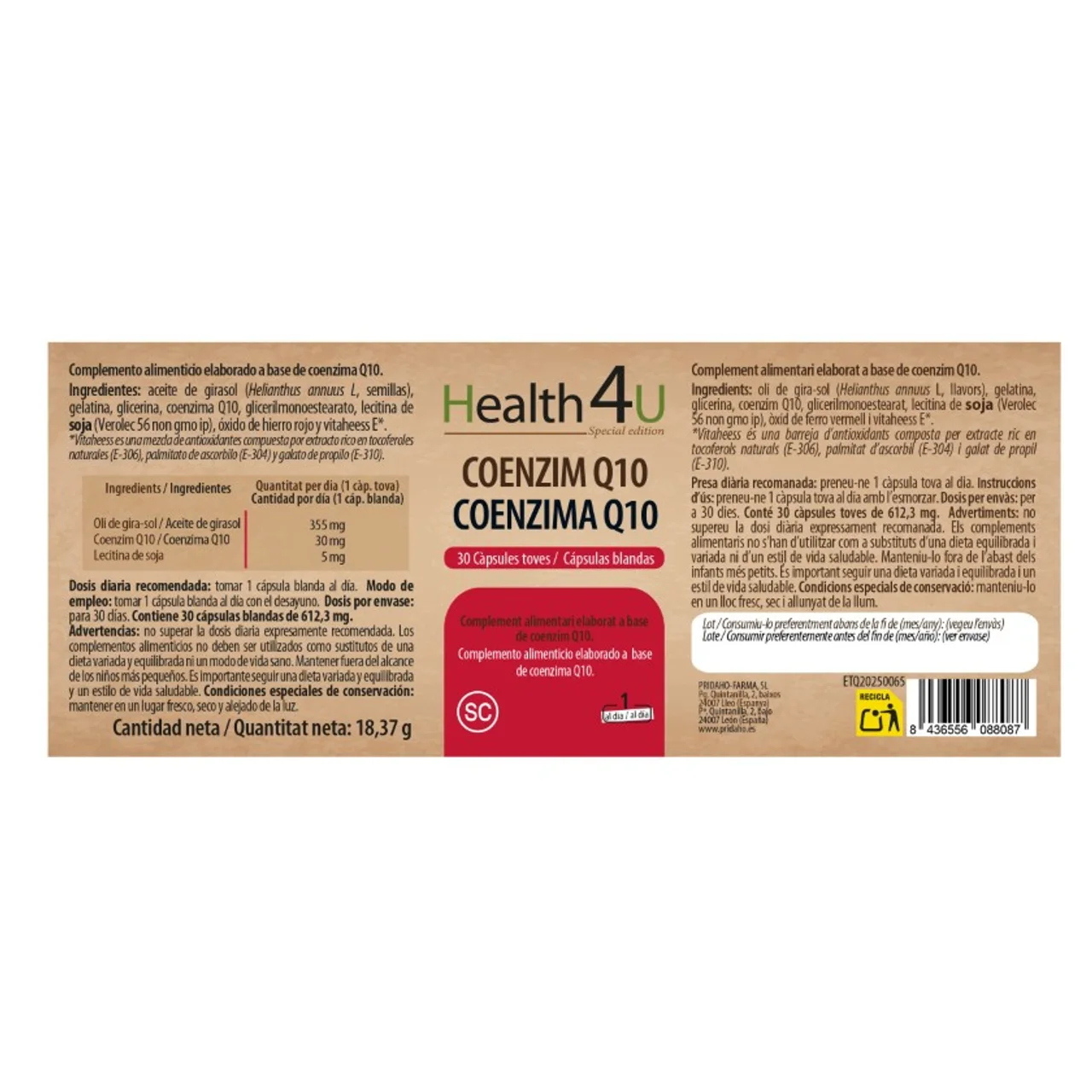 HEALTH 4U Complemento alimenticio de Coenzima Q10