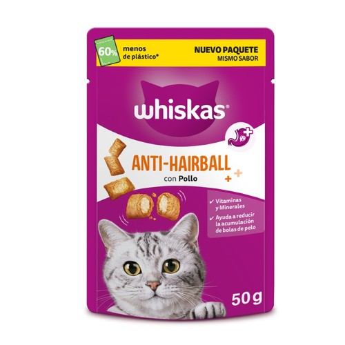 WHISKAS Snack boles de pèl per a gat amb pollastre