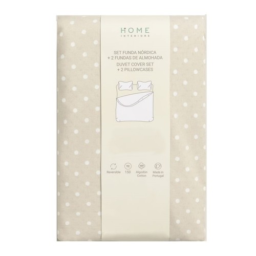 HOME INTERIORS Joc 1 funda nòrdica i 2 fundes de coixí Beix de 135cm