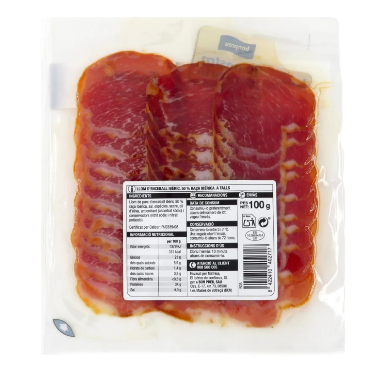 BONPREU Lomo de cebo 50% ibérico