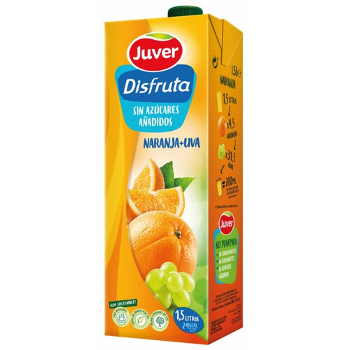 JUVER DISFRUTA Nèctar de taronja i raïm sense sucre en cartró