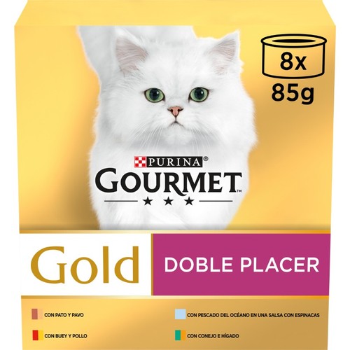GOURMET GOLD Menjar humit Doble Paer de carn i peix per a gat