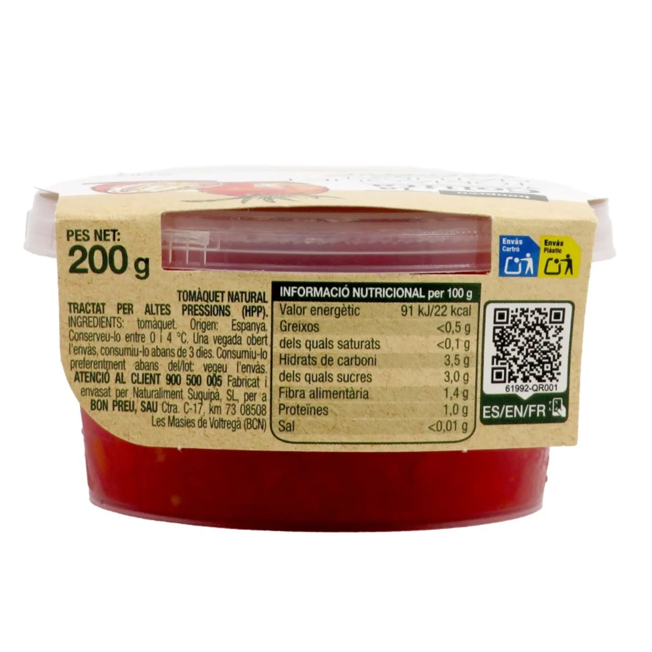Tomate natural rallado