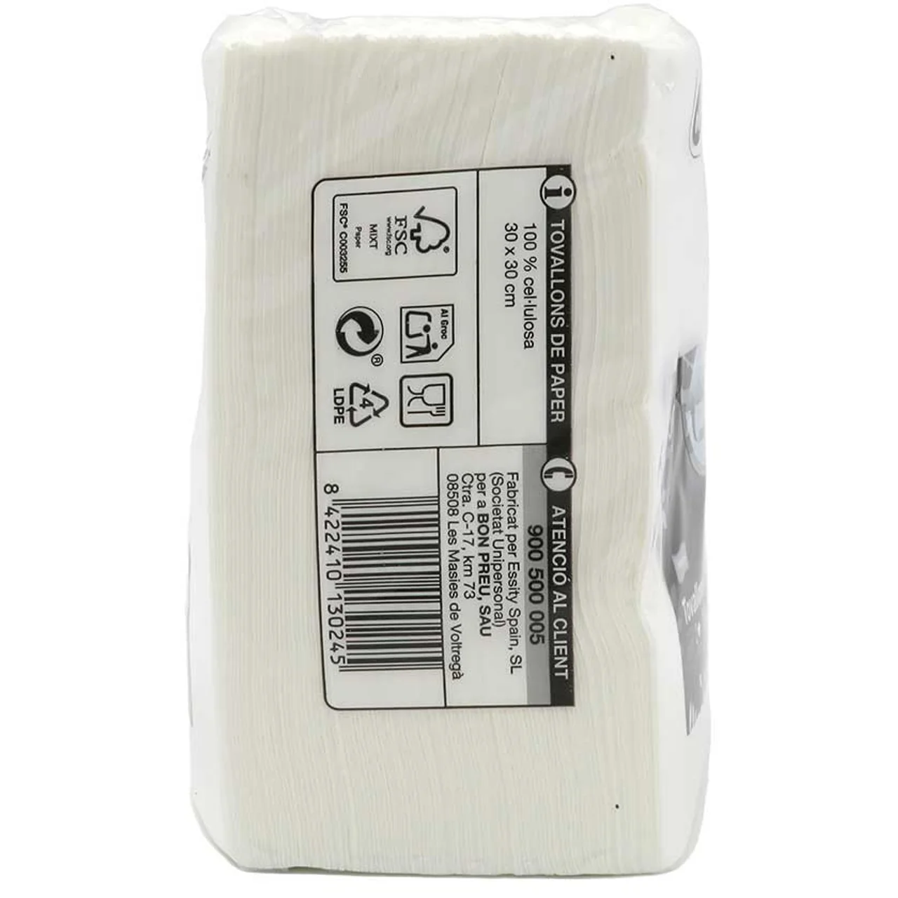 BONPREU Servilletas de papel blancas 30x30cm  100 uds.