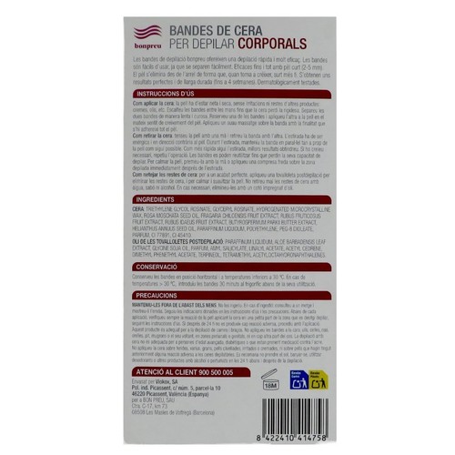 BONPREU Bandes de cera per depilar corporals
