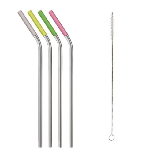 KOALA Set de 4 canyetes d'acer inoxidable + raspall netejador