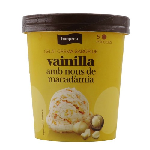 BONPREU Gelat crema amb sabor de vainilla amb nous de macadàmia