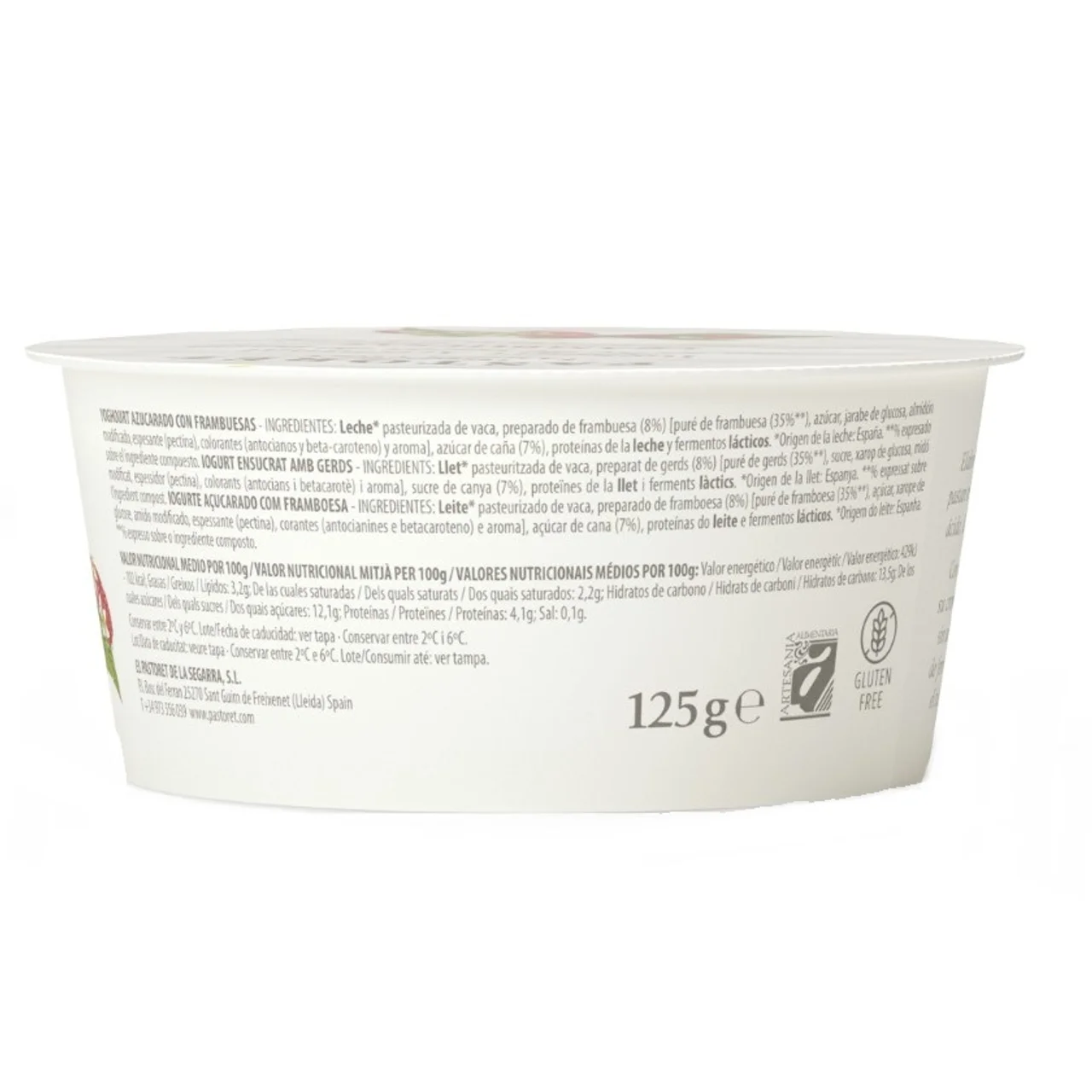 Yogur artesanal con frambuesas