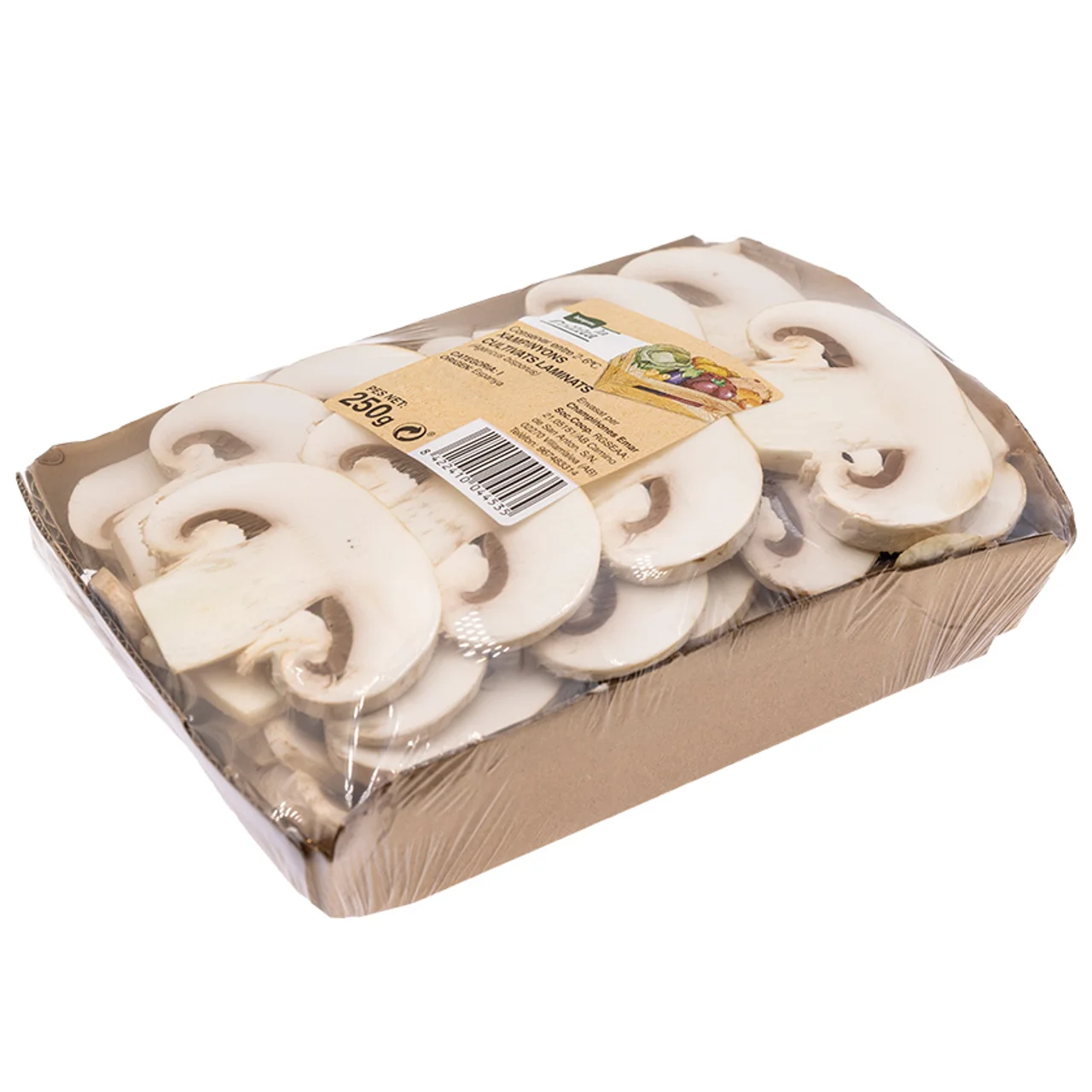 Champiñones laminados bandeja 250 g