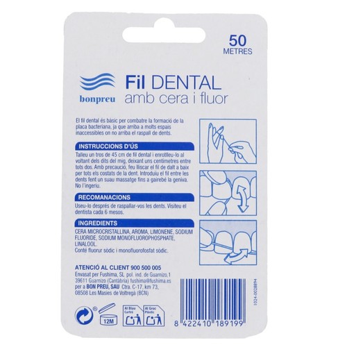 BONPREU Fil dental amb cera i fluor