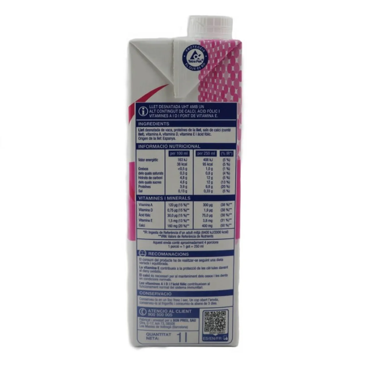 BONPREU Leche desnatada UHT con calcio
