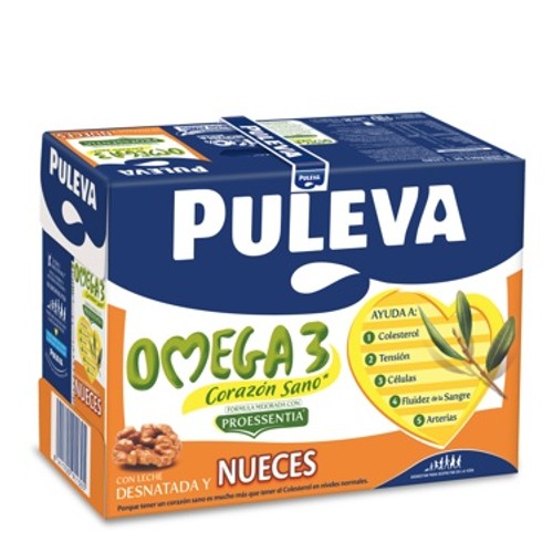 PULEVA OMEGA 3 Llet desnatada amb nous 6x1L en cartró