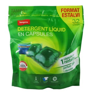 BONPREU Detergente líquido en cápsulas de 32 dosis