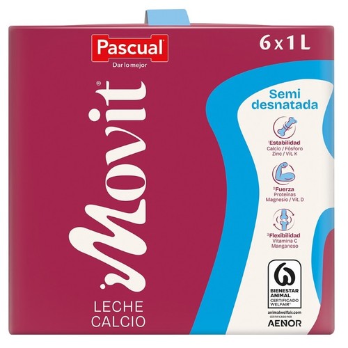 PASCUAL CALCI Llet semidesnatada amb calci 6x1L en cartró