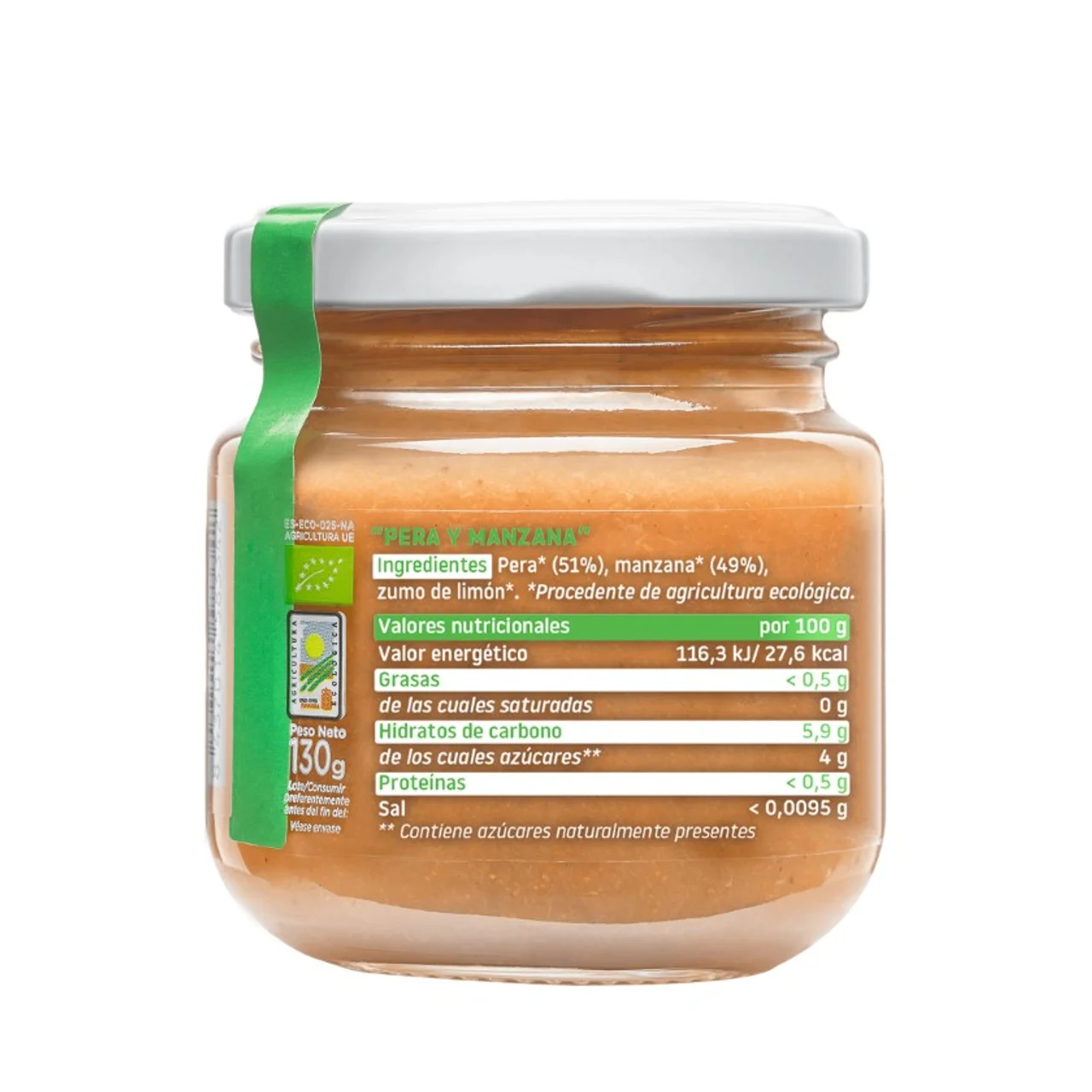 Tarrito de pera y manzana ecológico