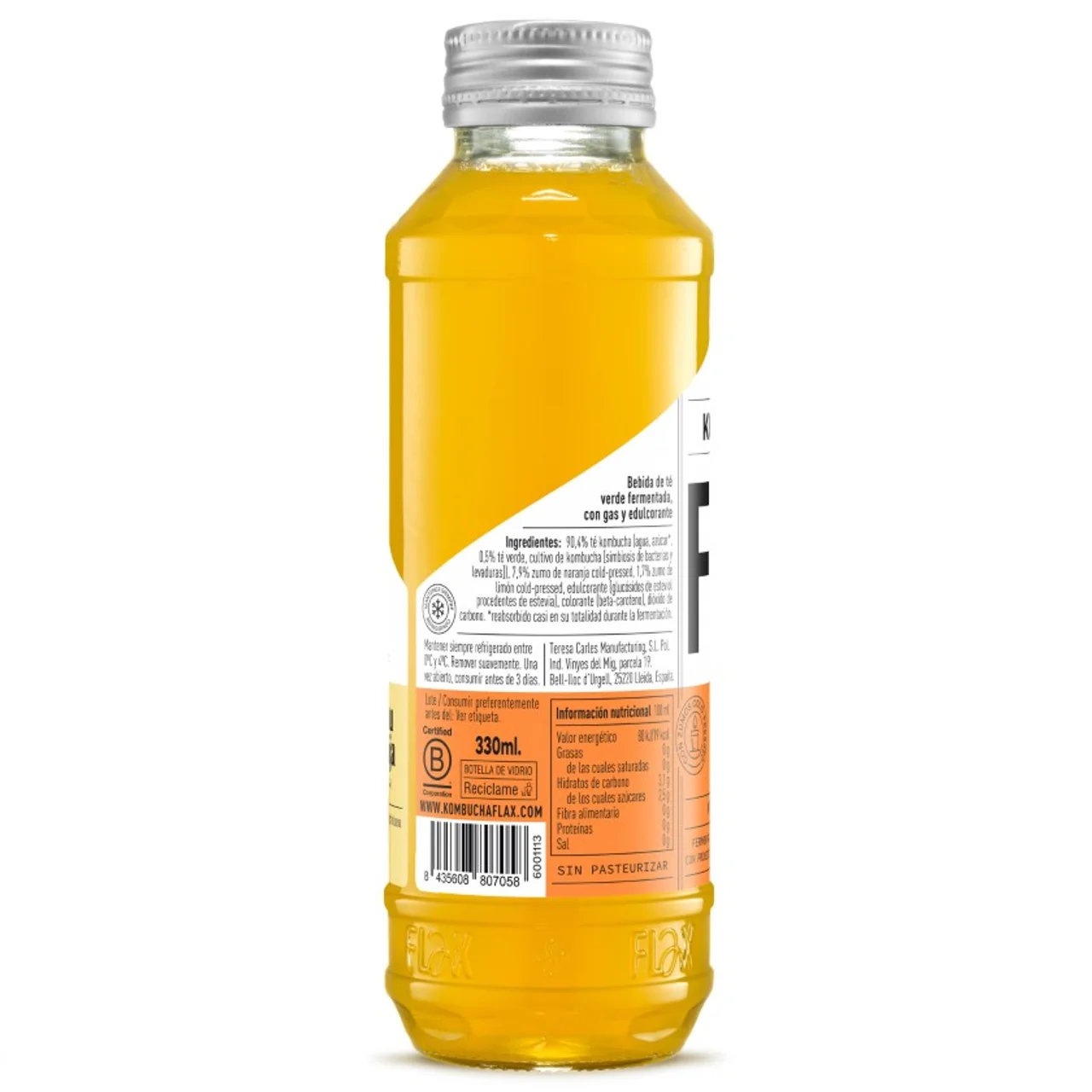 Té kombucha Orange Fantasy Km0 en botella