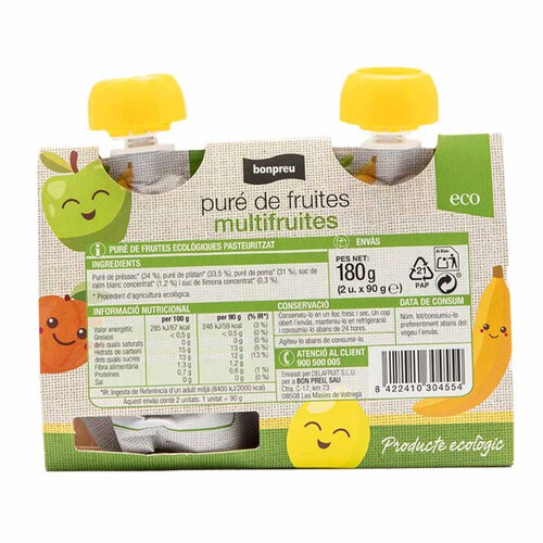 BONPREU Puré de fruites multifruites ecològic