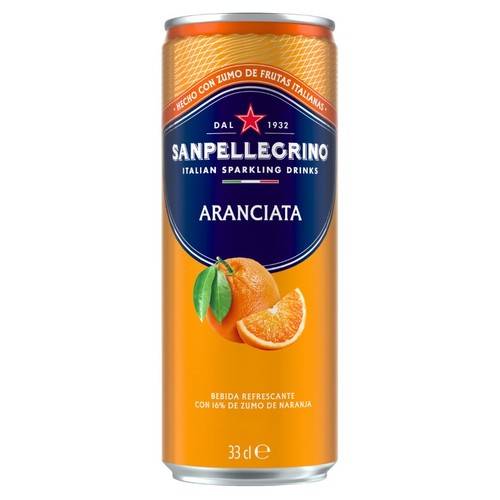 SAN PELLEGRINO Aigua amb gas amb gust de taronja en llauna
