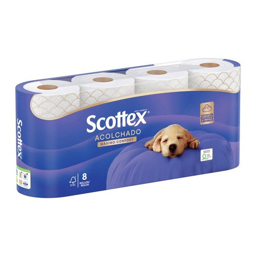 SCOTTEX Paper higiènic encoixinat 3 capes 8 un.