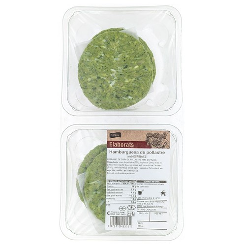 BONPREU Hamburguesa de pollastre amb espinacs