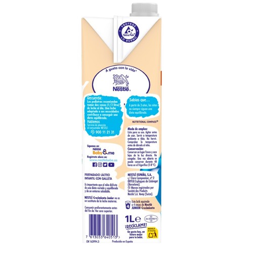 NESTLÉ JUNIOR Llet creixement amb galeta Maria en cartró