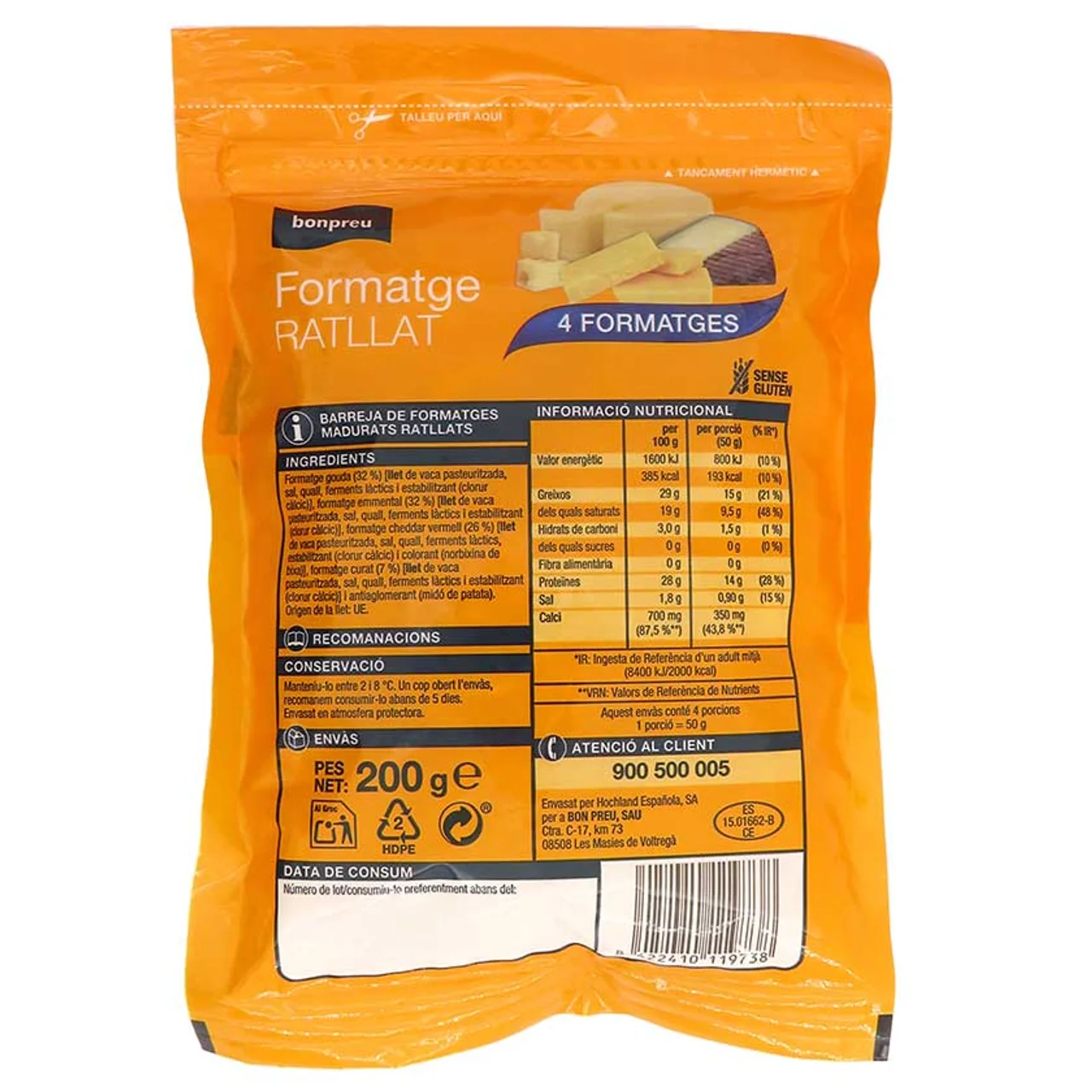 BONPREU Queso rallado 4 quesos