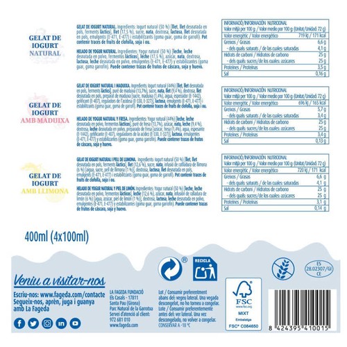 LA FAGEDA Gelats mini cups de iogurt variats