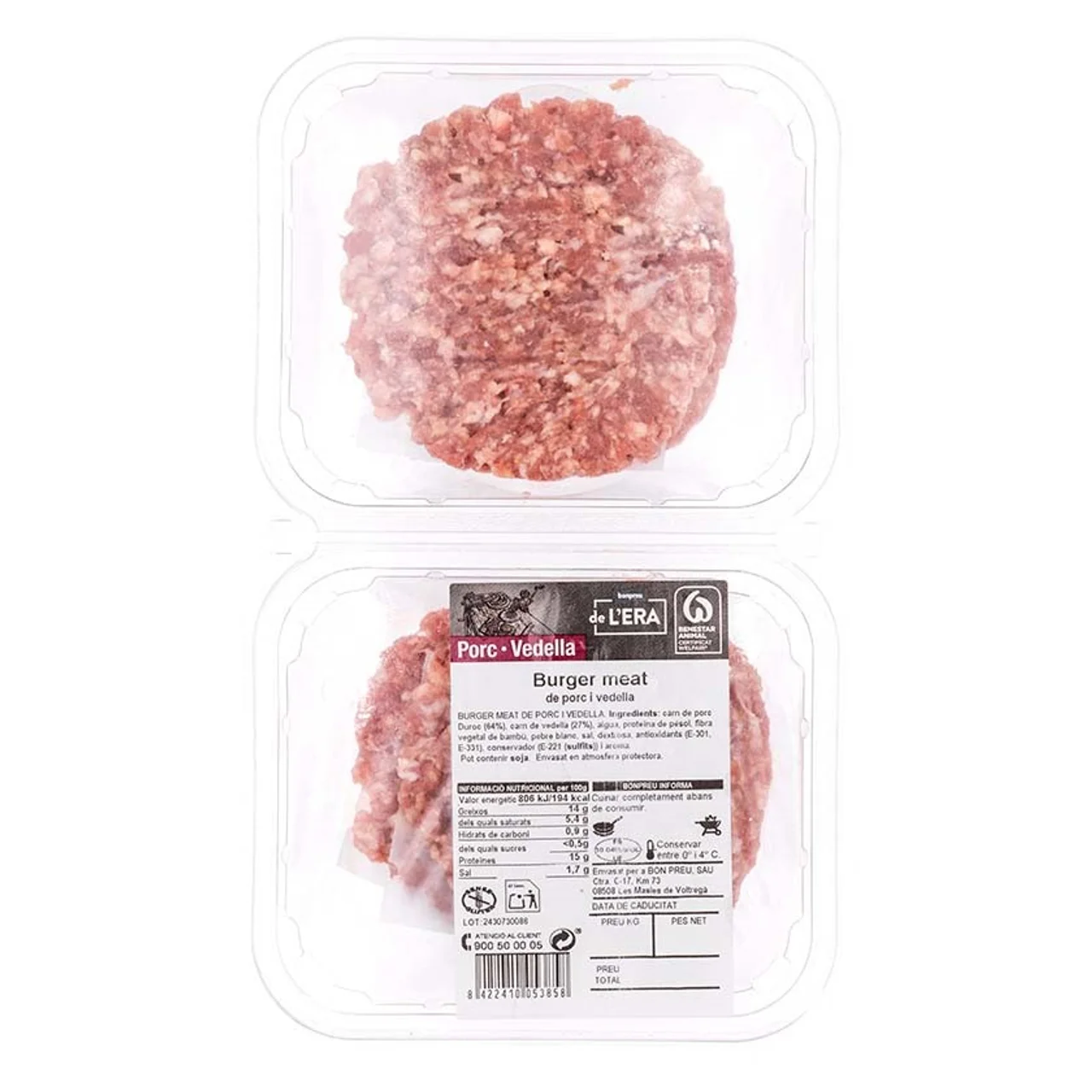 BONPREU DE L'ERA Hamburguesa de cerdo y ternera