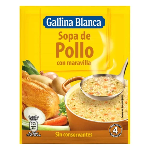 Sopa pollo y fideos finos