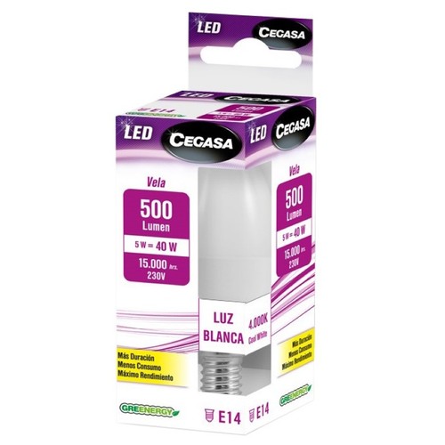 CEGASA Bombeta Led E14 llum blanca 5W-4000K