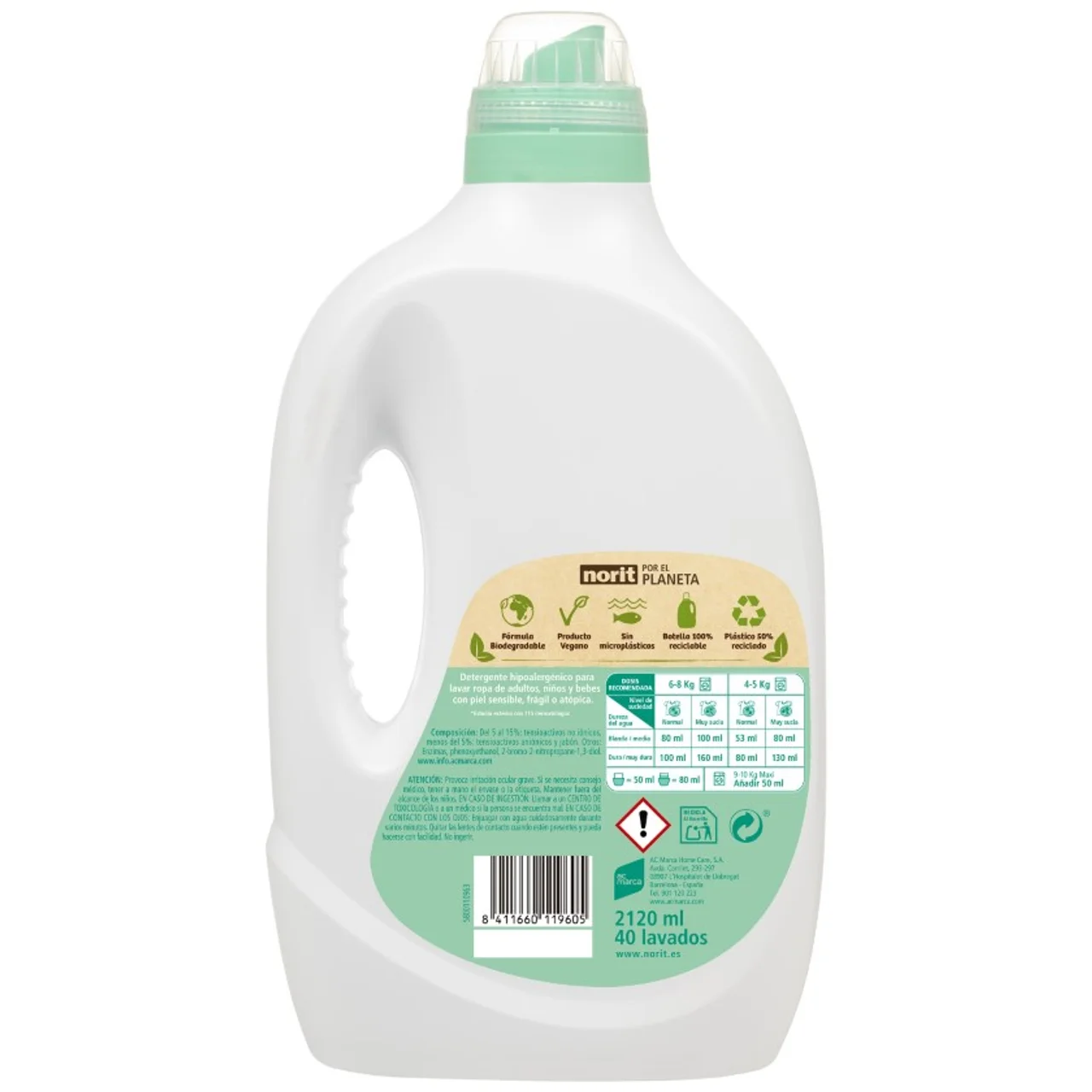 Detergente líquido pieles sensibles de 40 dosis