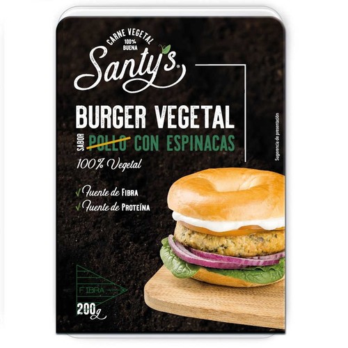 SANTYS Burger vegetal amb gust de pollastre amb espinacs