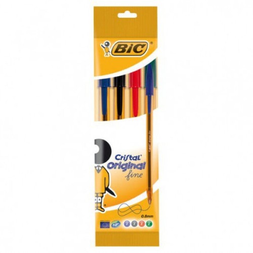 BIC Bolígraf Cristal original fine vermell, negre, blau i verd