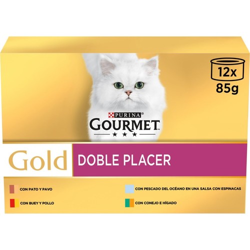 GOURMET GOLD Menjar humit Doble Paer de carn i peix per a gat