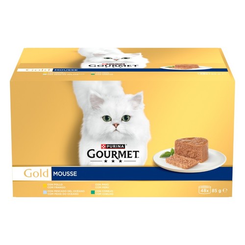 GOURMET GOLD Menjar humit Mousse de carn i peix per a gat